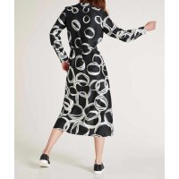 Print dress with belt, black-white