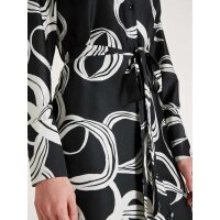 Print dress with belt, black-white