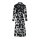 Print dress with belt, black-white
