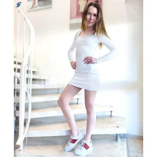 Jersey mini dress, white