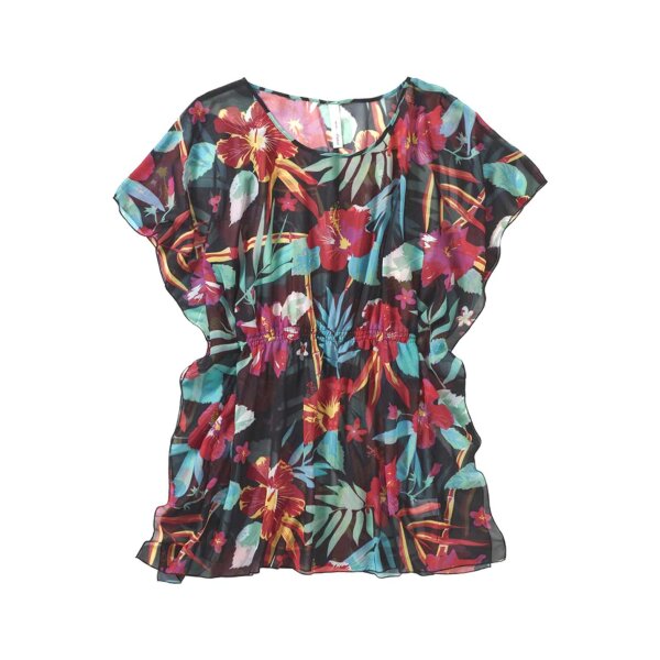 Chiffon tunic, black-multicolour