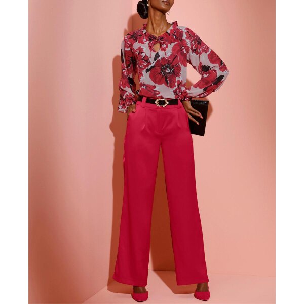 Satin evening trousers, red