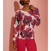 Sweater with floral print, powder-red