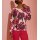 Sweter z nadrukiem kwiatowym, pudrowoczerwony