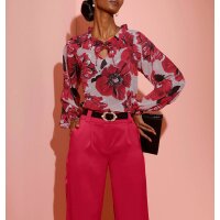 georgette print blouse, powder-red