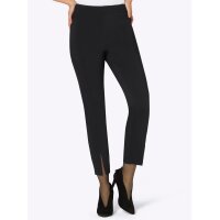 Stretch trousers with decorative slit, black