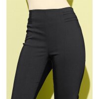 Stretch trousers with decorative slit, black