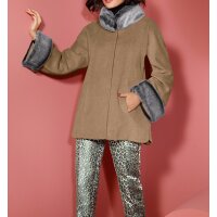 Wolljacke mit abnehmbarem Pelz-Imitat, camel