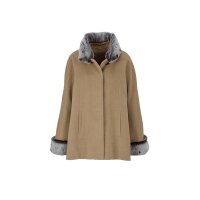 Wolljacke mit abnehmbarem Pelz-Imitat, camel