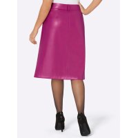 Leather imitation skirt with parting seams, magenta