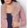 Kardigan z kołnierzem z tkanego futra, hortensja