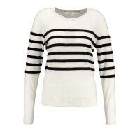 Marken-Streifenpullover, ecru-schwarz