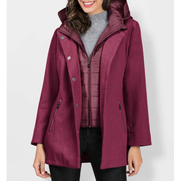2-in-1-Wolljacke mit Westen-Einsatz, bordeaux