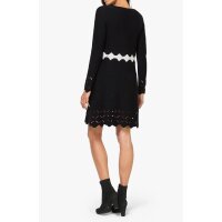 Designer-Strickkleid m. Cut-Outs, schwarz-ecru