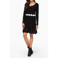 Designer-Strickkleid m. Cut-Outs, schwarz-ecru