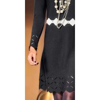Designer-Strickkleid m. Cut-Outs, schwarz-ecru