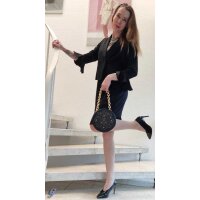 Blazer m. Volants, schwarz