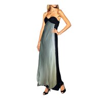 Corsagen-Abendkleid m. Seide, grau-schwarz