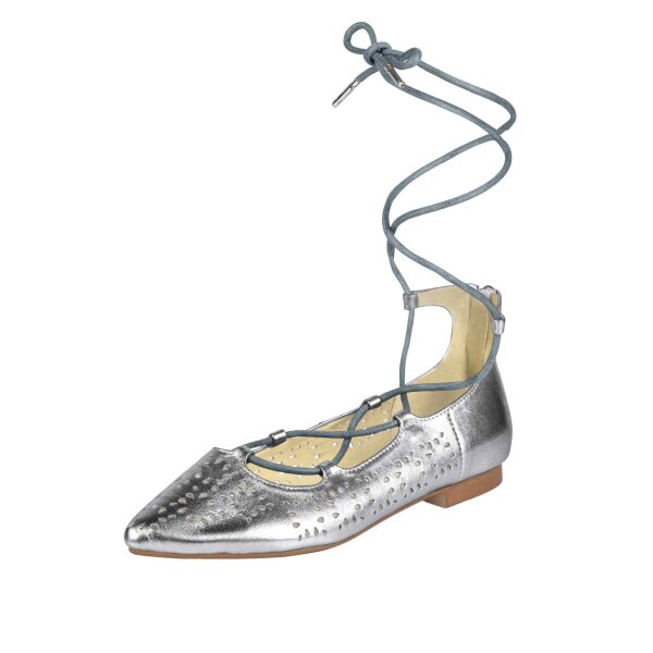 Leather pumps, silver coloured