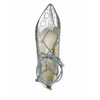 Leather pumps, silver coloured