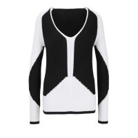 Rib knit sweater, black-white