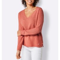Strukturmuster-Kaschmir-Pullover, koralle