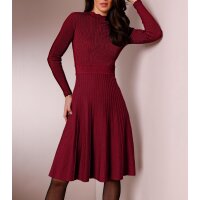 Strickkleid mit Stehkragen, dunkelrot
