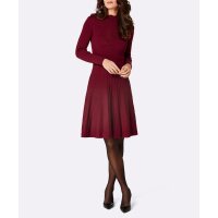 Strickkleid mit Stehkragen, dunkelrot