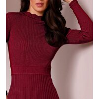 Strickkleid mit Stehkragen, dunkelrot