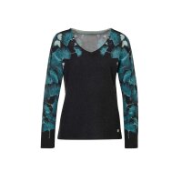 Merino-Kaschmir-Pullover, schwarz-petrol