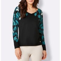 Merino-Kaschmir-Pullover, schwarz-petrol