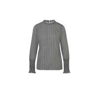 Lyocell print blouse with ruffles, ecru-black