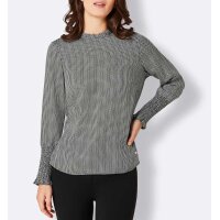 Lyocell print blouse with ruffles, ecru-black
