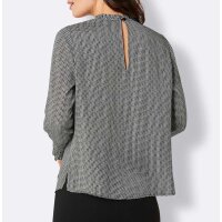 Lyocell print blouse with ruffles, ecru-black