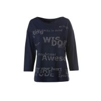 3/4-Arm-Shirt m. Glitzersteinchen-Schriftzug, marine