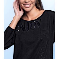 Rundhalsshirt m. Glitzersteinchen-Schriftzug, schwarz