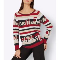 Jacquard-Pullover, rot-schwarz-bedruckt