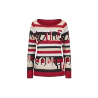 Jacquard-Pullover, rot-schwarz-bedruckt