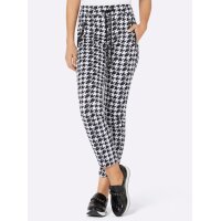 Jacquard jersey slip trousers, black-ecru