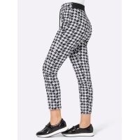 Jacquard-Jersey-Schlupfhose, schwarz-ecru