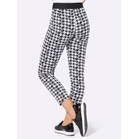 Jacquard-Jersey-Schlupfhose, schwarz-ecru