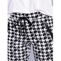 Jacquard-Jersey-Schlupfhose, schwarz-ecru