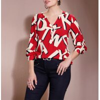 Druckbluse, rot-sand