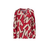 Druckbluse, rot-sand