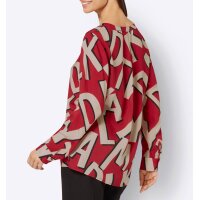 Druckbluse, rot-sand