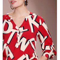 Druckbluse, rot-sand