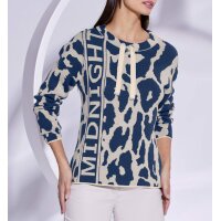 Jacquard-Pullover, dunkelblau-sand