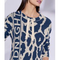Jacquard-Pullover, dunkelblau-sand