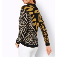 Jacquard sweater, black / ochre / pattern