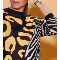 Jacquard sweater, black / ochre / pattern